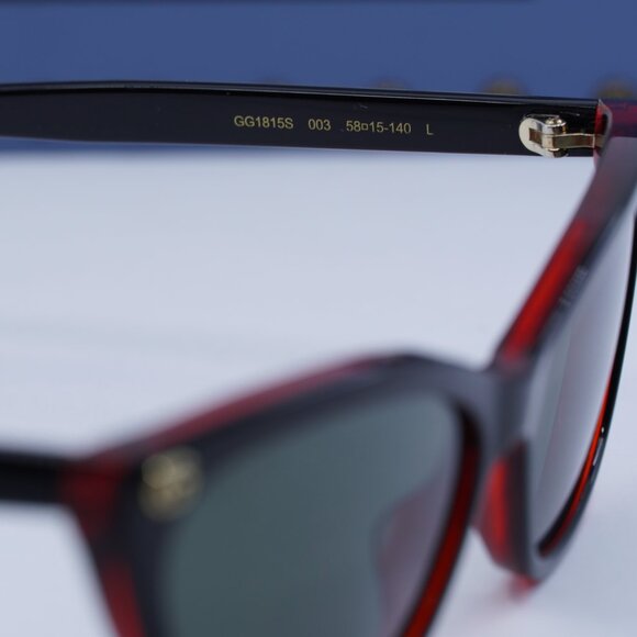 Gucci GG1815S 003 Cat Eye Sunglasses - Shiny Black/Red/Grey main image 7